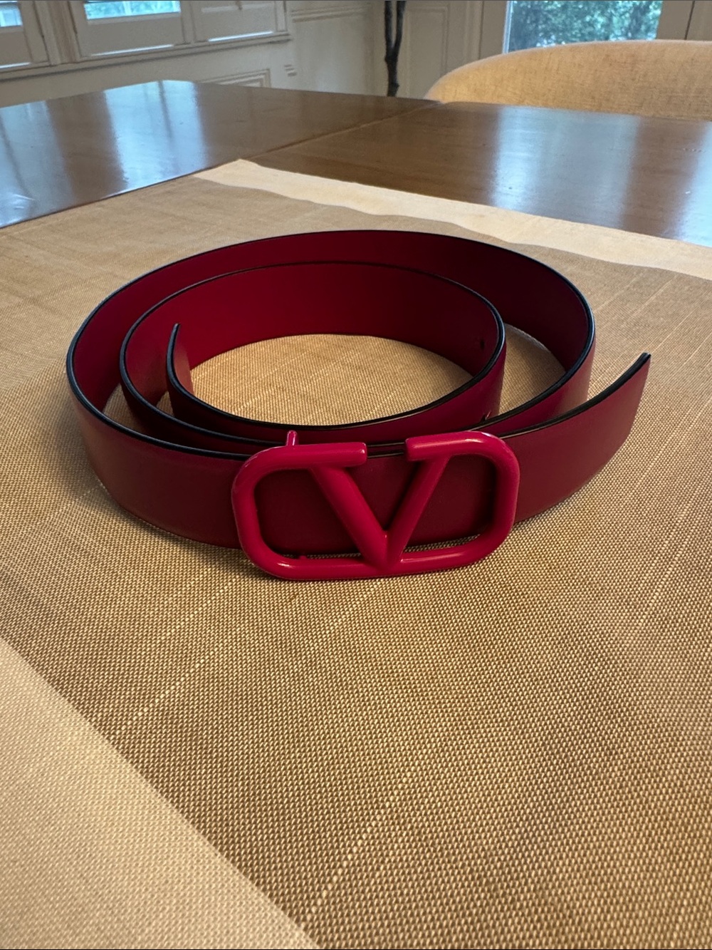 Valentino Logo Leather Belt - magenta
